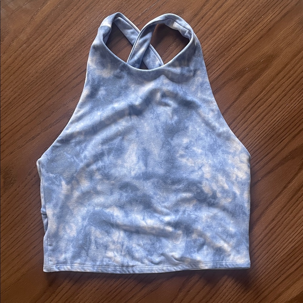 Abercrombie & Fitch Sky Blue Tie-Dye Sporty Crop Top